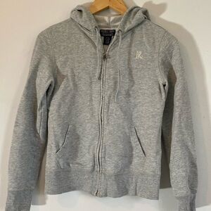 POLO RALPH LAUREN Vintage Grey Zip Front Hoodie Size Small